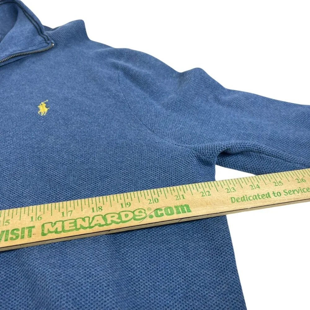 Ralph Lauren Polo Pony Sweater Sz 2XL‎ Mens Blue Pima Cotton Zip
